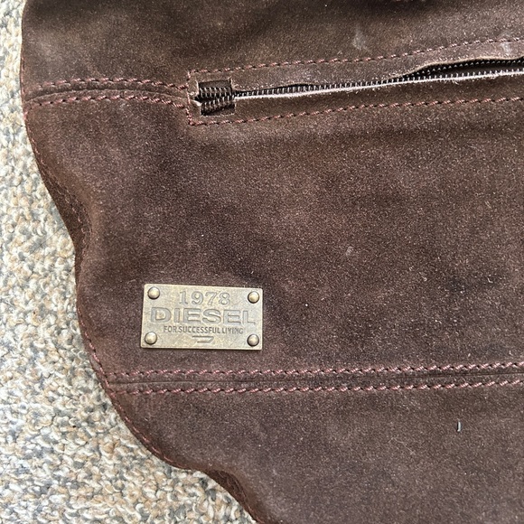 RARE Y2K Diesel Brown Suede “Hobo” Style Shoulder Bag - Picture 4 of 5